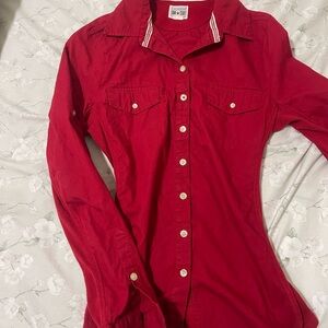Converse Red Collar Shirt